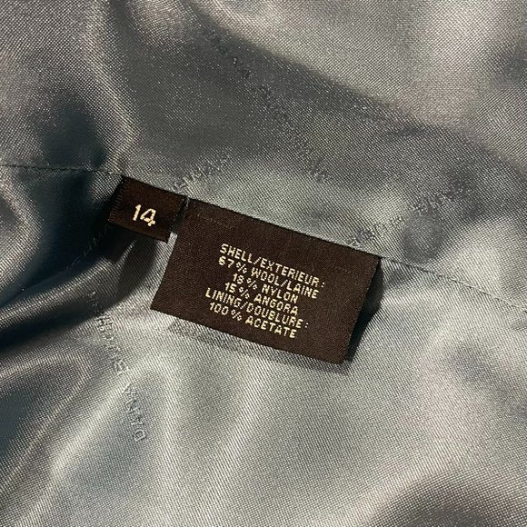 Vintage Dana Buchman Baby Blue Angora Blend Mockneck‎ Zip-Up Peacoat, Size 14 - Picture 5 of 6